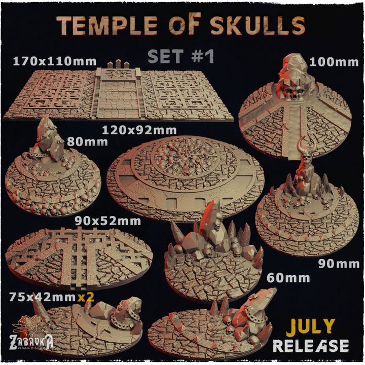 Temple of Skulls - Zabavka Workshop -Resin printed- Wargame bases and toppers - July 2024