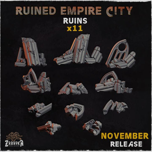 Ruined Empire City -Zabavka Workshop - Resin Printed scatters bits ruins terrains -NOV 2024