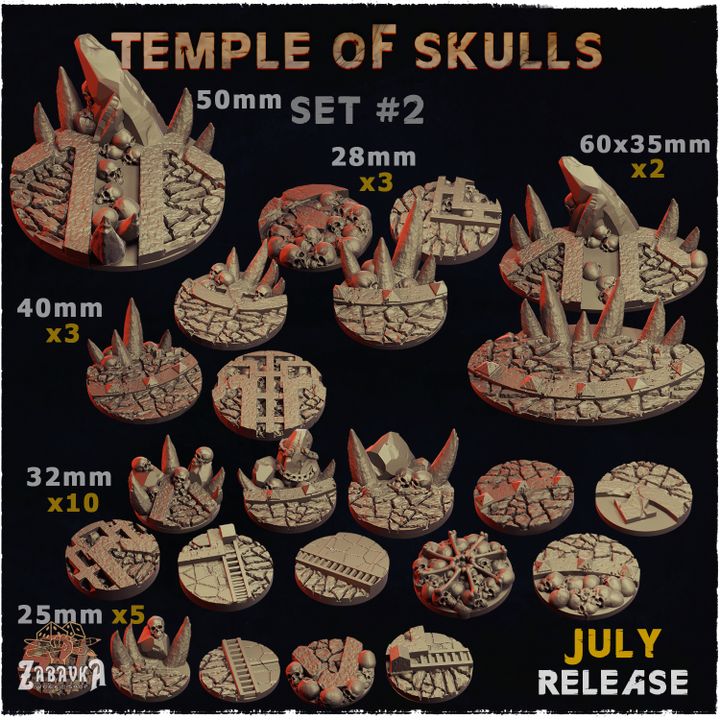 Temple of Skulls - Zabavka Workshop -Resin printed- Wargame bases and toppers - July 2024