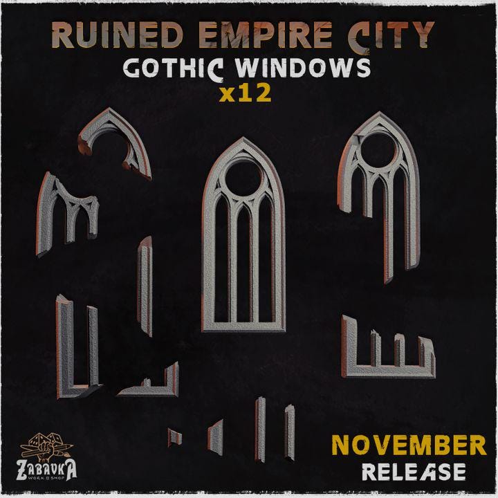 Ruined Empire City -Zabavka Workshop - Resin Printed scatters bits ruins terrains  -NOV 2024