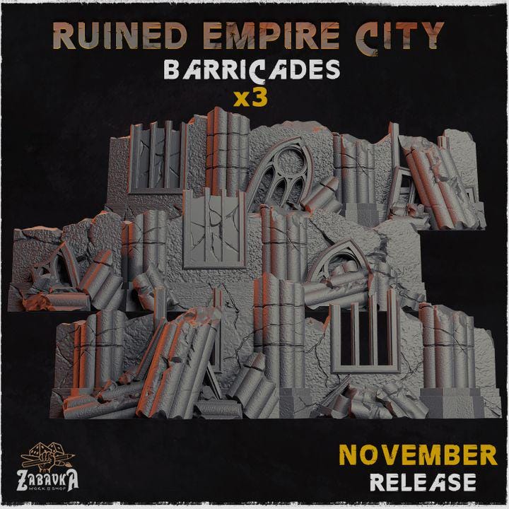 Ruined Empire City -Zabavka Workshop - Resin Printed scatters bits ruins terrains  -NOV 2024