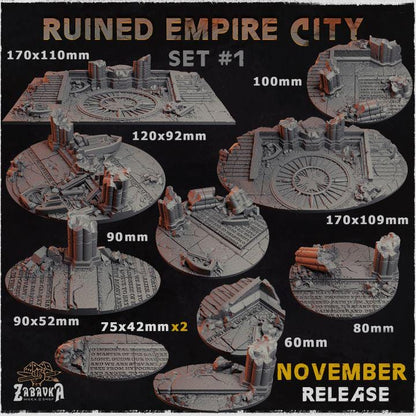 Ruined Empire City -Zabavka Workshop - Resin Printed wargaming bases -NOV 2024