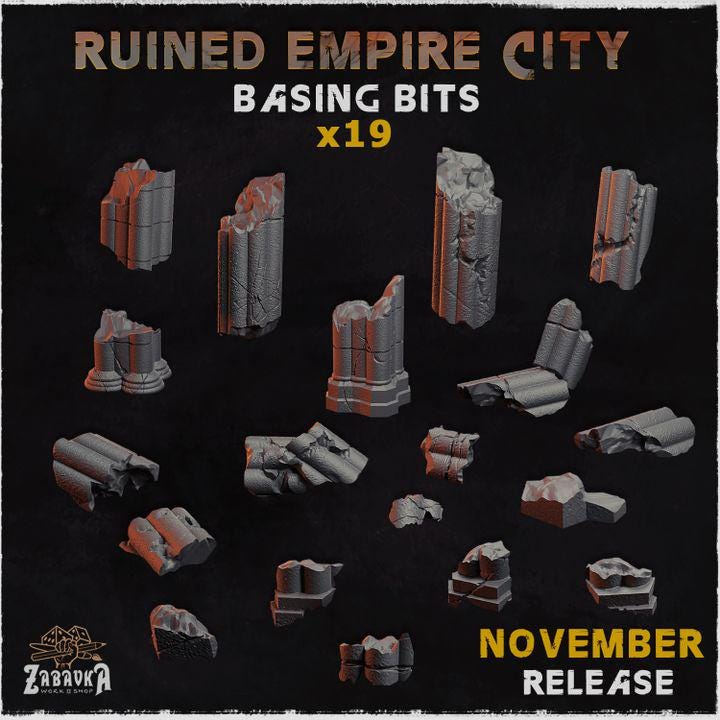 Ruined Empire City -Zabavka Workshop - Resin Printed scatters bits ruins terrains  -NOV 2024