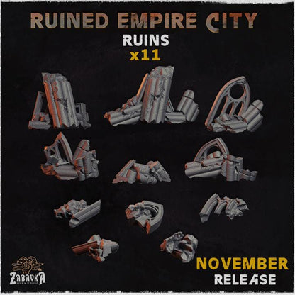 Ruined Empire City -Zabavka Workshop - Resin Printed scatters bits ruins terrains  -NOV 2024